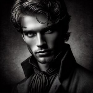 a man in a black and white photo