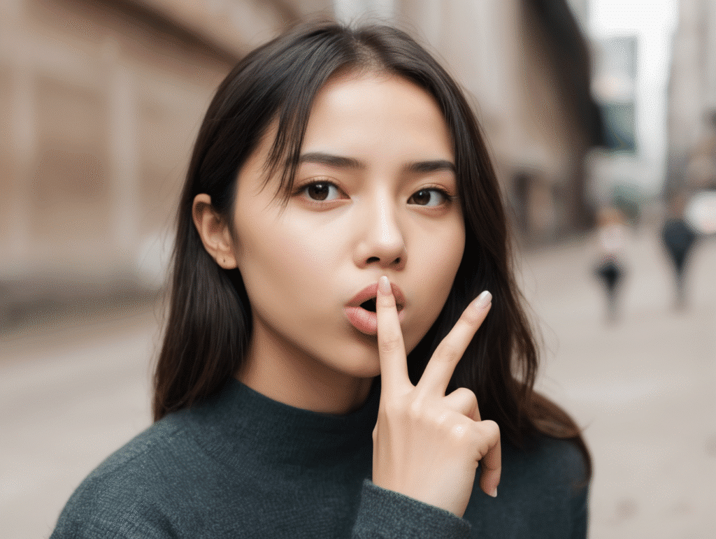 Woman making the silent gesture