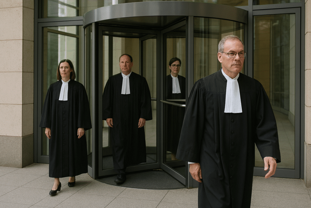 Judges at a revolving door