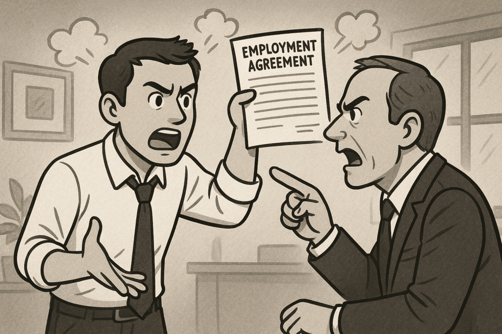 Dispute over employment agreement terms.