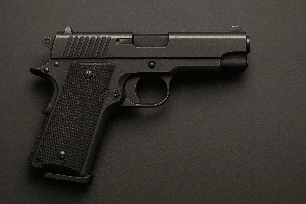 Black handgun on dark background