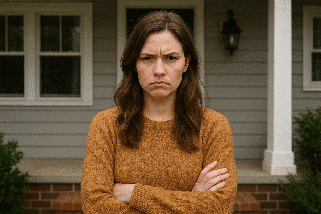 Woman in a cosy sweater outdoors.