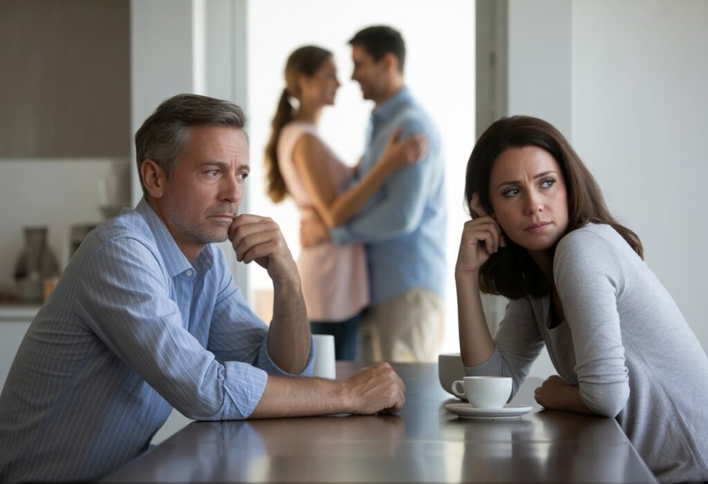 couple and another couple in the background