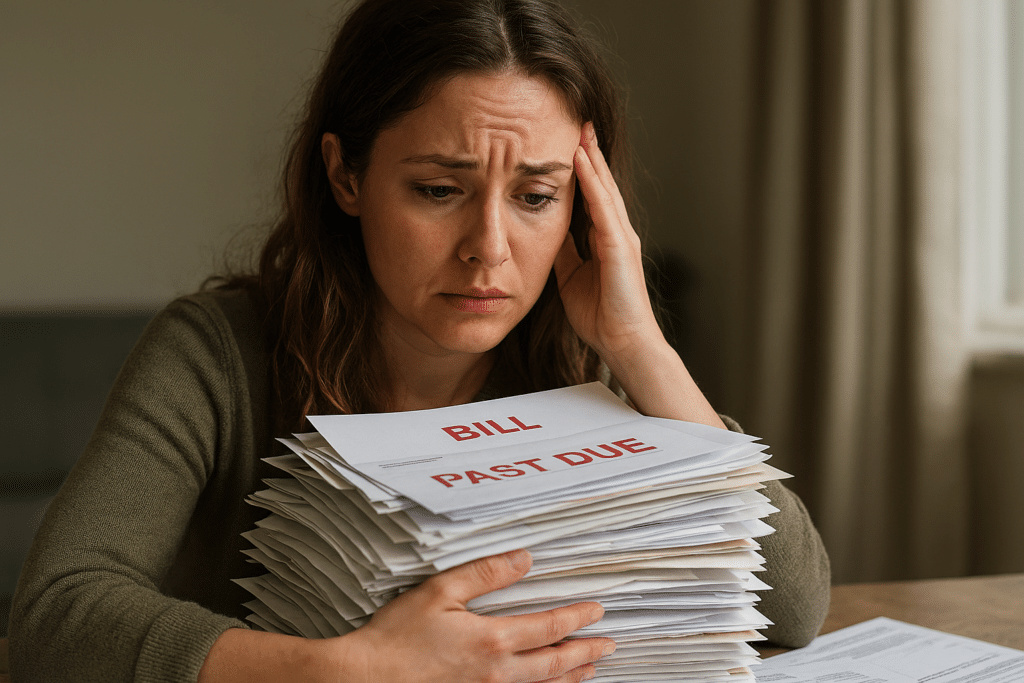 Woman with past due bills