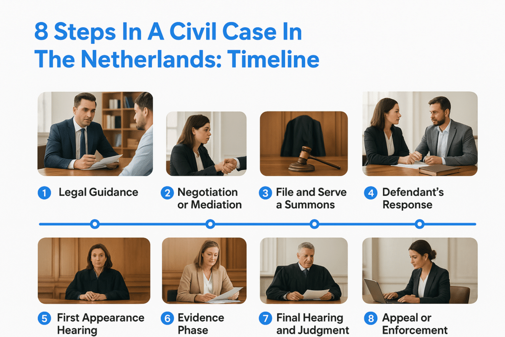 8 Steps In A Civil Case In The Netherlands: Timeline