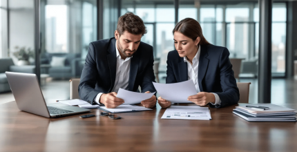 Man and wife discuss documents