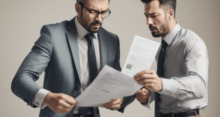 Two men discussing important documents.