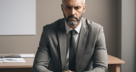 Businessman seated at a desk.