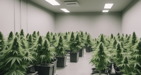 Indoor cannabis cultivation with lush plants