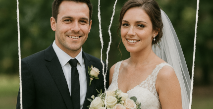 Wedding couple torn apart image