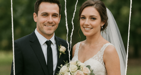 Wedding couple torn apart image