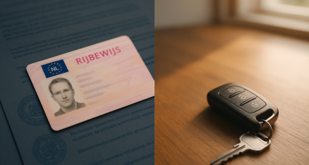 Dutch driving licence and car key