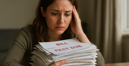 Woman with past due bills