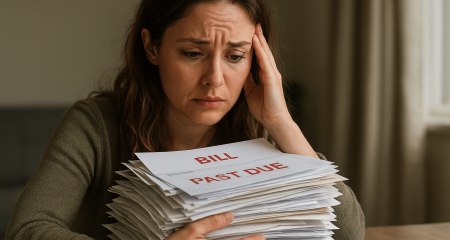 Woman with past due bills