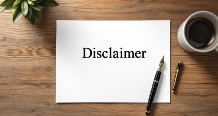 Disclaimer on a wooden table