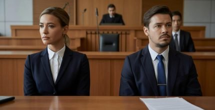 man and woman in court