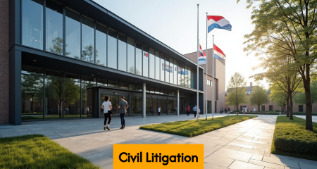 Exterior view of a Dutch courthouse building
