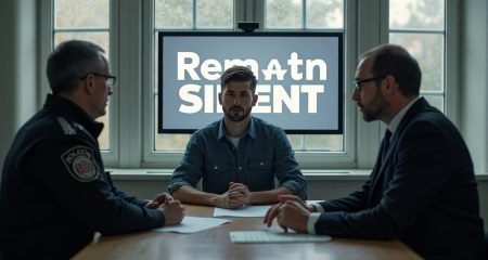 Suspect, officer, and lawyer in Dutch police interrogation room