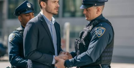 police agent arrests a man