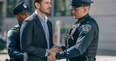 police agent arrests a man